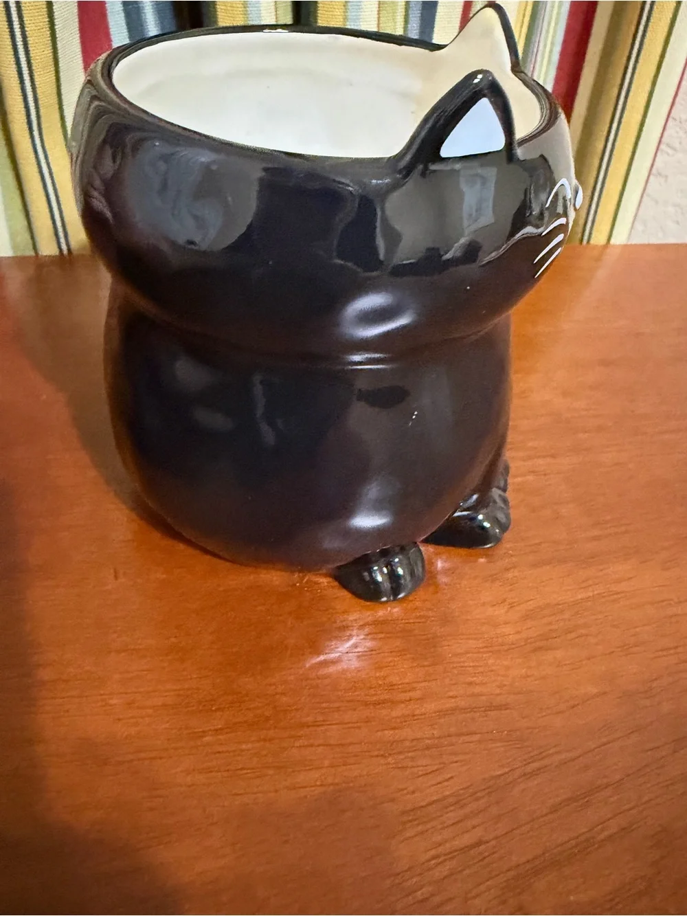NATURAL LIFE Black Cat Ceramic Pet Bowl with Handle